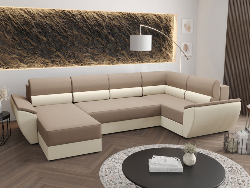 Rohová sedačka ve tvaru U Radiant Long (béžová + krémová) (P)