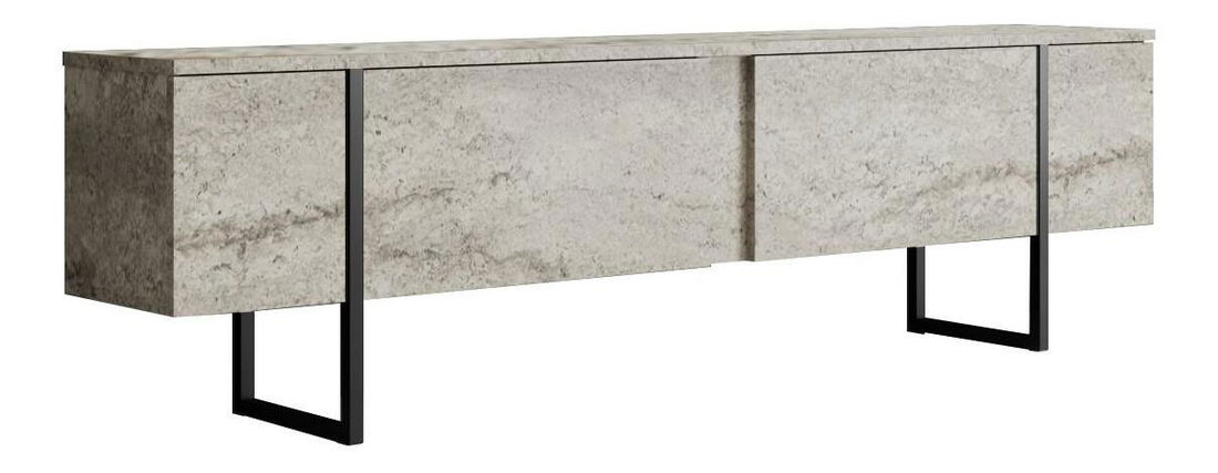 TV stolek/skříňka Luna (travertin + černá)