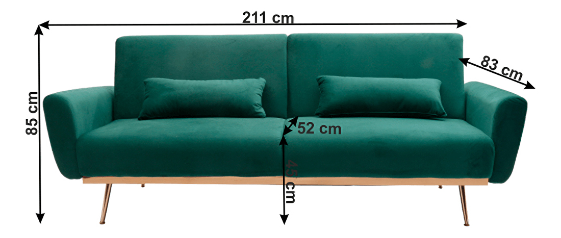 Rozkládací pohovka Fastinna (smaragdová)