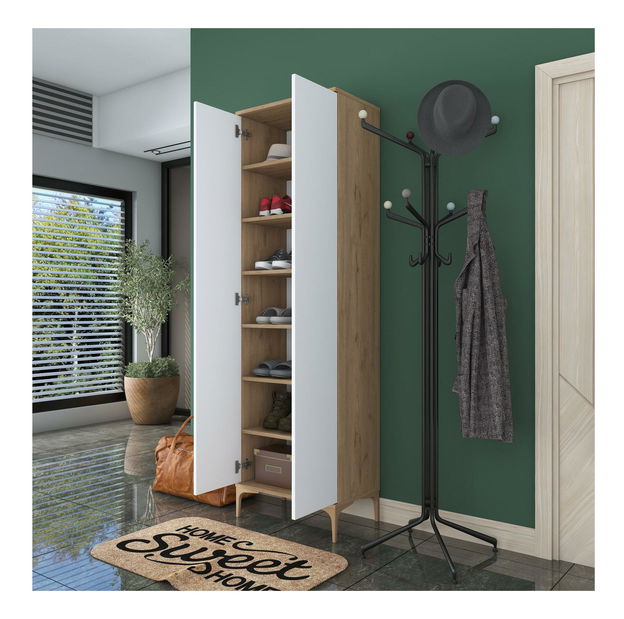 Šatní skříň Daboko 2 (ořech + bílá)