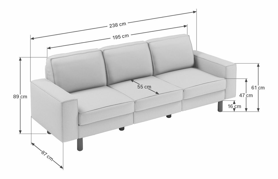 Pohovka trojsedačka Spary E (mlhavá šedá + ořech)