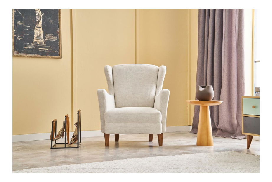 Křeslo ušák Lusitania 2 (krémová + ořech)