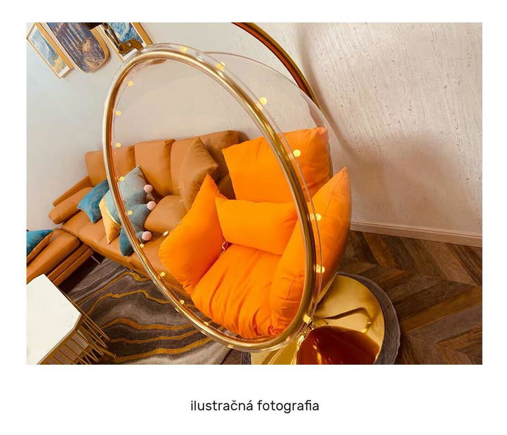 Závěsné houpací křeslo Belgica 3 (transparentní + stříbrná + šedá)