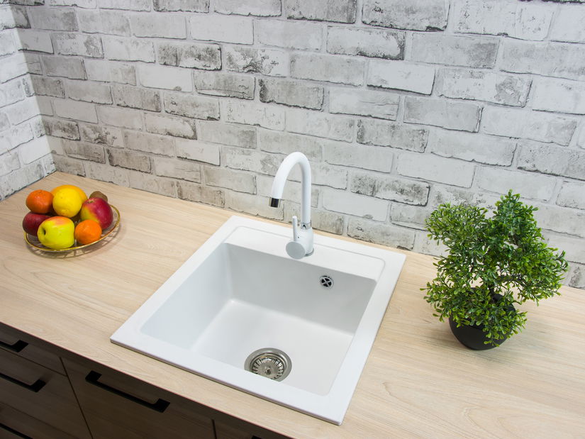 Kuchyňský dřez Borodus (bílá) (s 1 otvorem pro baterii)