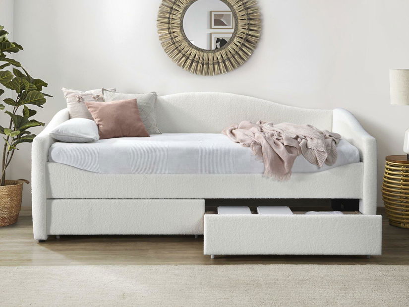 Jednolůžková postel 90 cm Clyde (krémová)