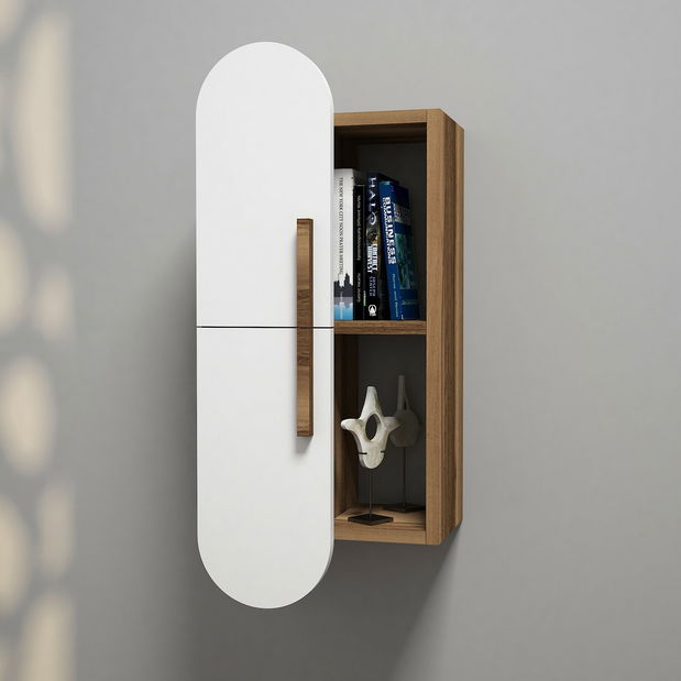 Polička Dolphie (Ořech + Bílá)