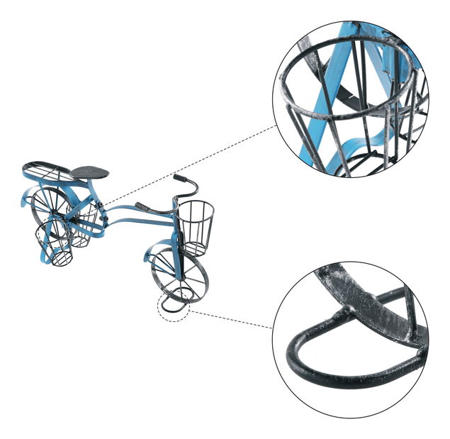 Retro květináč ve tvaru kola Alberic (černá + modrá)