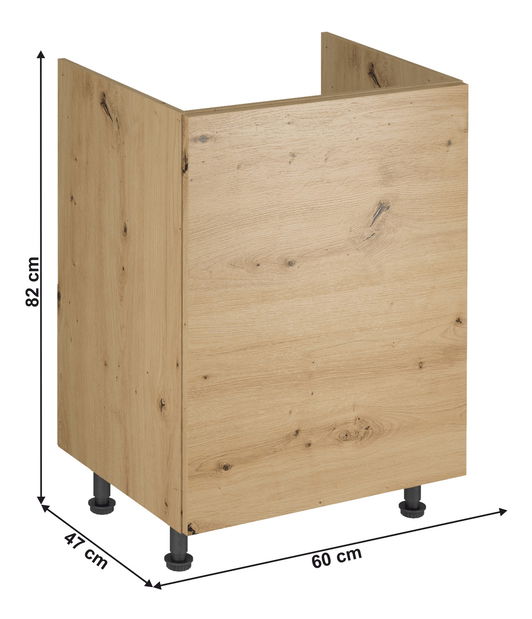 Dolní drezová kuchyňská skříňka D60Z Langari (dub artisan) (L)
