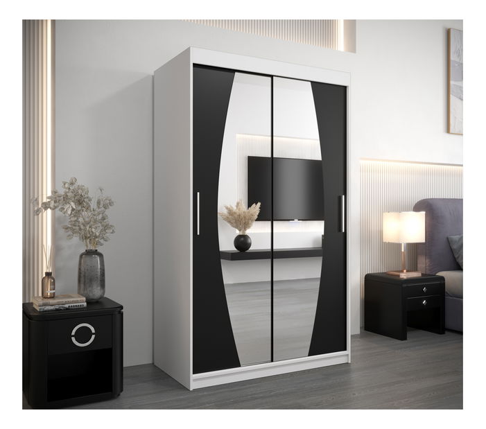 Šatní skříň 120 cm Eclipse (bílá matná + černá matná)