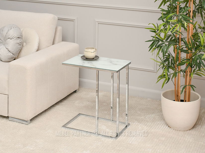 Konferenční stolek Vasho (bílá + chromová)