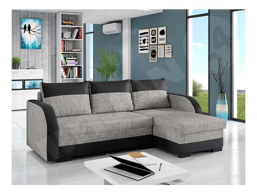 Rohová sedací souprava Julie (černá + hnědošedá)