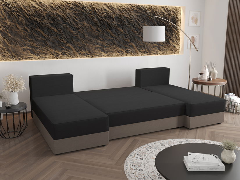 Rohová sedací souprava U Radiant U1 (černá + šedá)