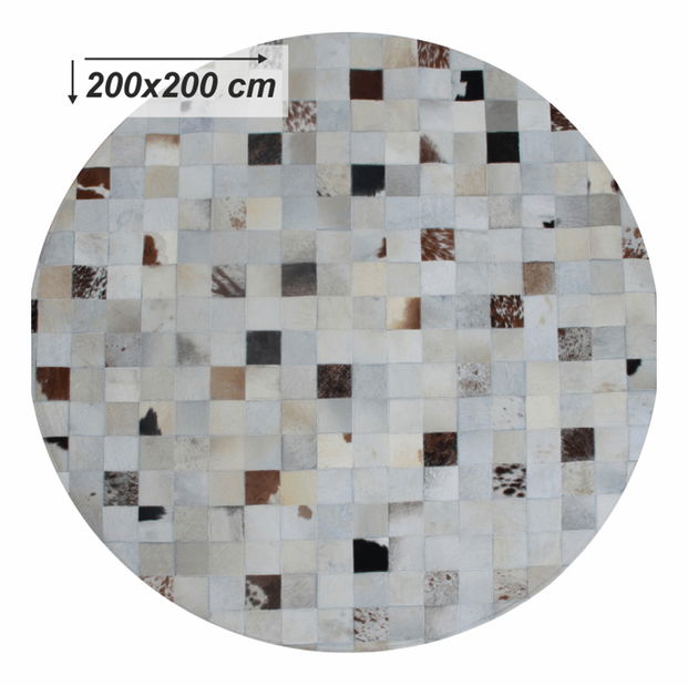 Kožený koberec 200x200 cm Kazuko TYP 10 (hovězí kůže + vzor patchwork)