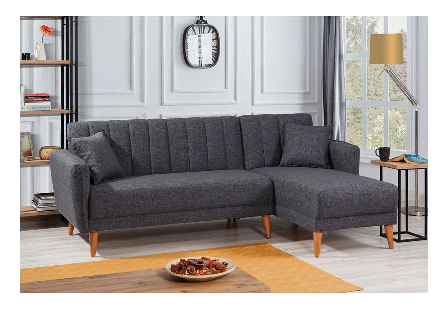 Rohová sedací souprava Adrie (P) (Tmavá šedá)