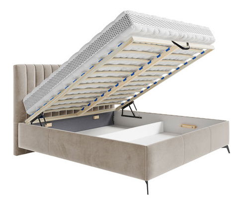 Manželská postel 160 cm Lizubo (s úložným prostorem) (krémová) *výprodej
