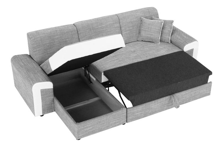 Rohová sedací souprava Pinia (šedá + bílá) (L)