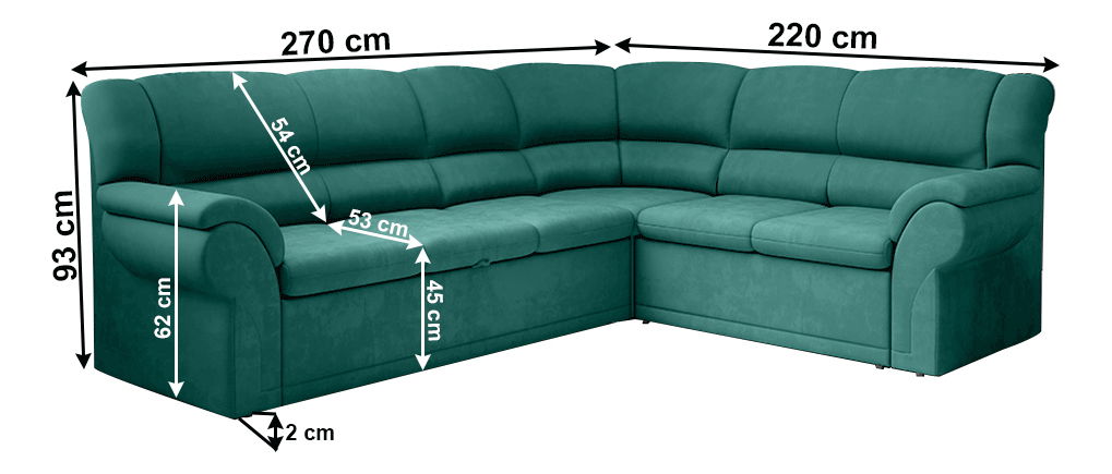 Rohová sedačka Kenfast (smaragdová) (P)