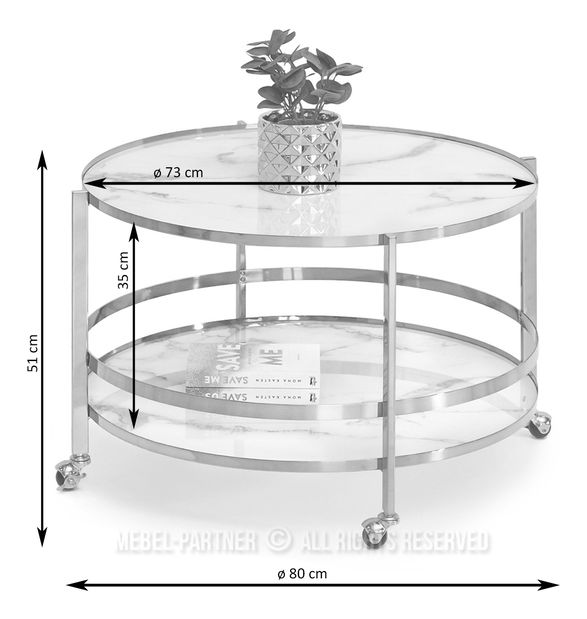 Konferenční stolek Chici (bílý mramor + zlatá)