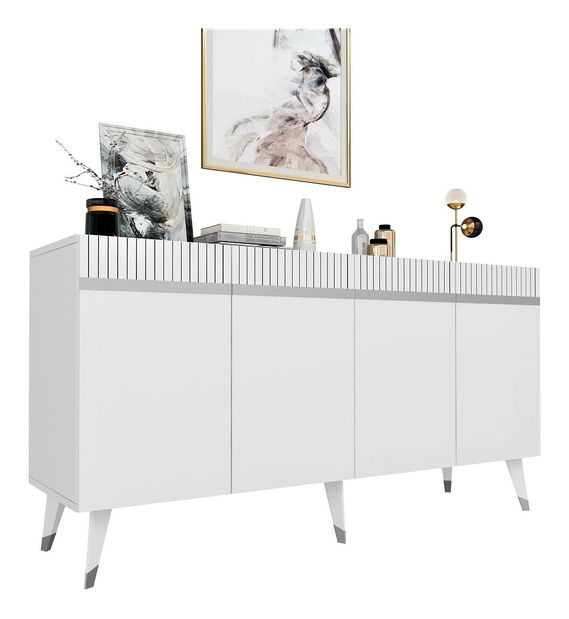 Skříňka Mekebu 2 (bílá + stříbrná)