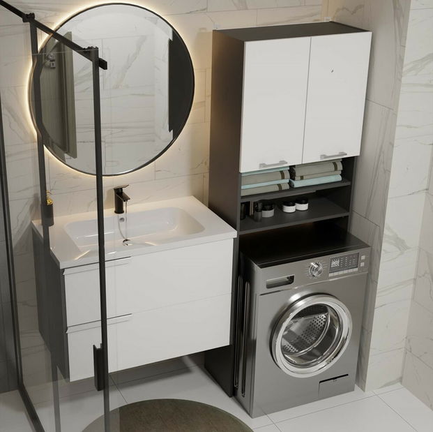 Skříňka nad pračku Perdieron 1 (antracit + bílá)