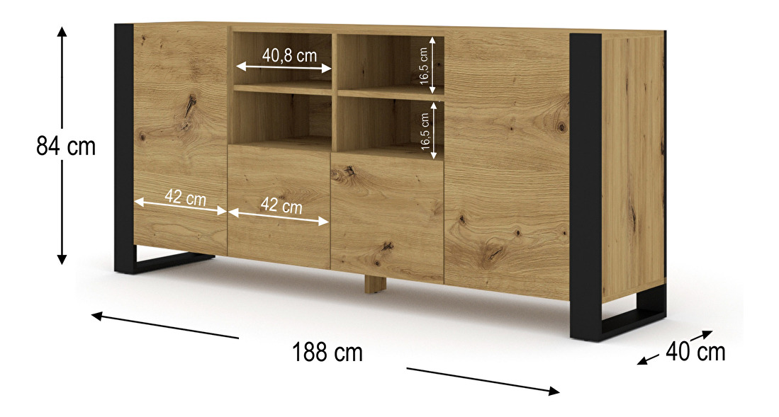 Skříňka Montana 188 (dub artisan + matná černá)