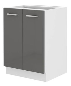 Dolní kuchyňská skříňka Saria 60 D 2F BB (Korpus: lesk šedý + Front: bílá)