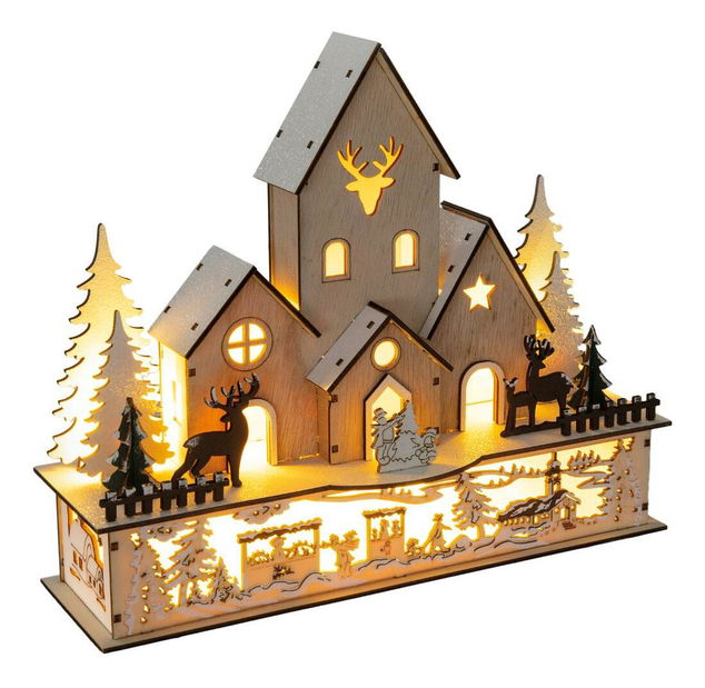 Vesnička dřevěná 9 LED RXL 408