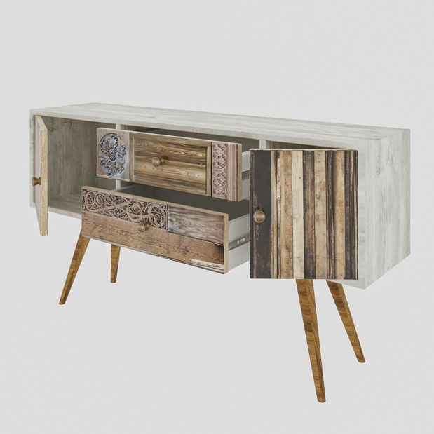 TV stolek/skříňka Odin (Bílá + Ořech)