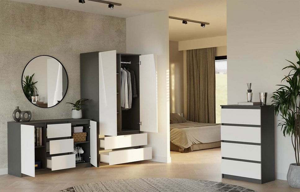 Komoda Musecalo 11 (antracit + bílá)