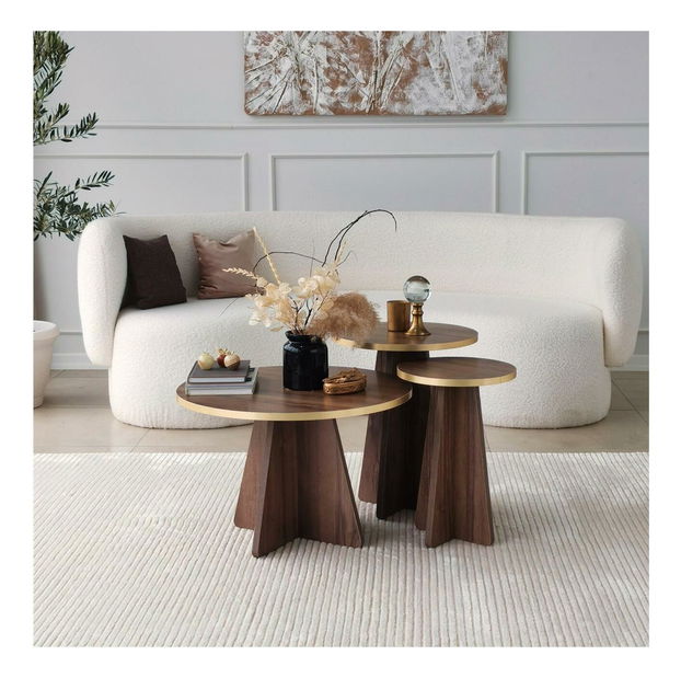 Set 2ks. konferenčních stolků Kabivo 1 (zlatá + ořech)