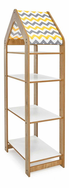  Dětský regál Mizzie 4 (naturální + bílá + žlutá)