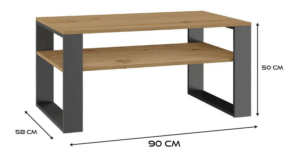 Konferenční stolek Maduro 2 (dub artisan + antracit)