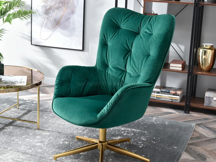 Křeslo Meryl (zelená + zlato)