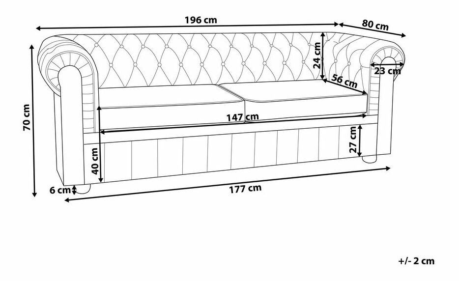 Kožená pohovka Chichester (černá)