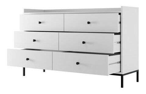 Komoda Tezarta 6SZ (světle šedá + černá)