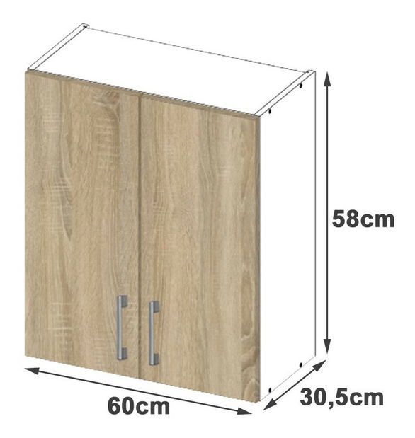 Horní kuchyňská skříňka Lula w60 (bílá + dub sonoma)