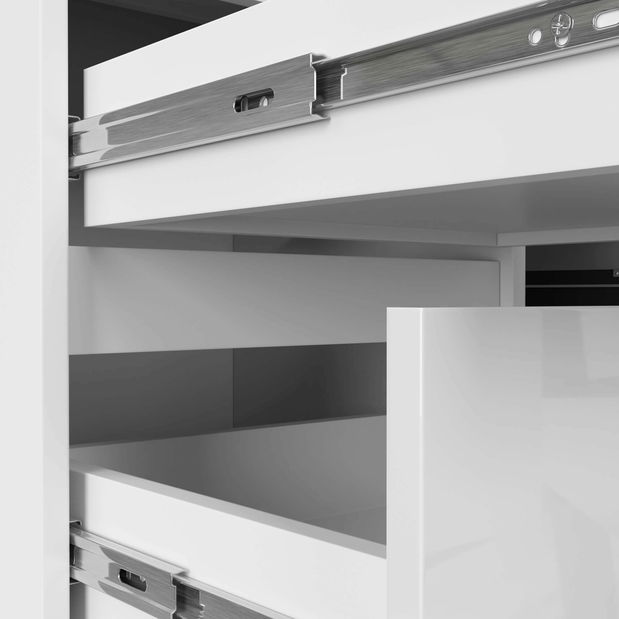 Rohový PC stolek Bienvenida (bílá + lesk bílý) (L)