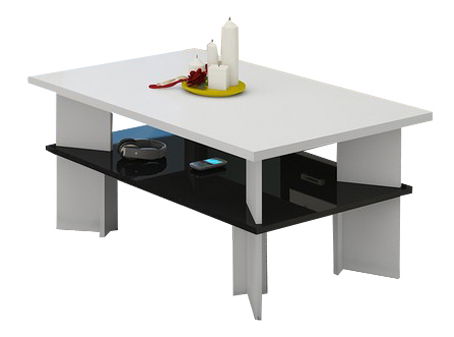 Konferenční stolek Velvet 2 (bílá + lesk černý)