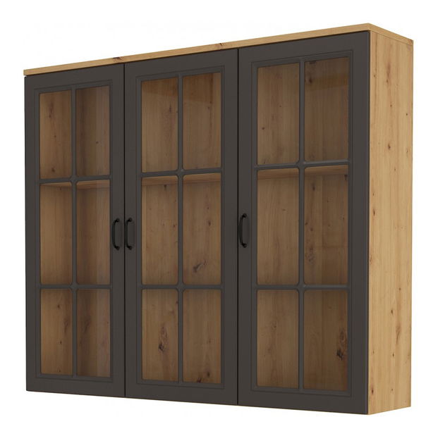 Vitrína (nástavba) Flaminia 3D (dub artisan + grafit)