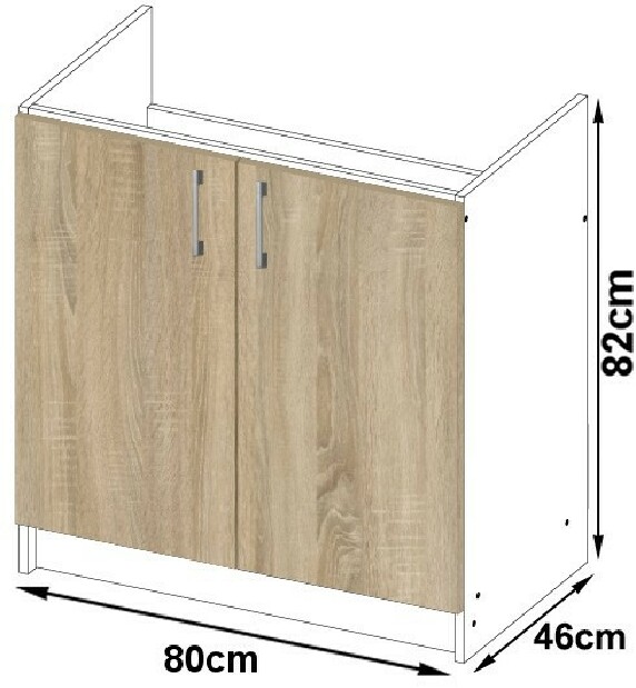 Dolní kuchyňská skříňka Lula s80zl (bílá + dub sonoma)