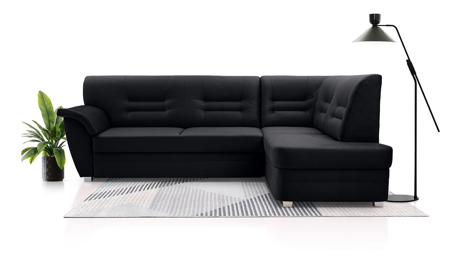 Rohová sedací souprava Janeen (černá) (P)