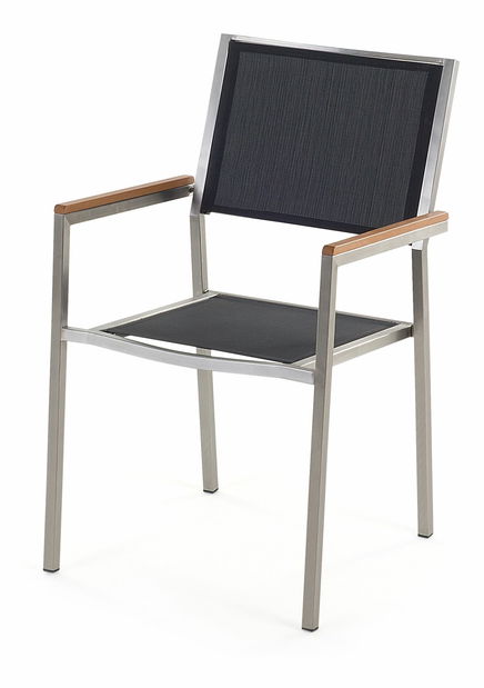 Zahradní jídelní sada Grosso (černá) (černé židle) (pro 6 osob) (kámen)