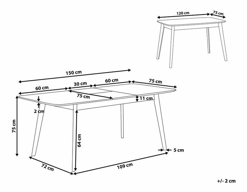 Jídelní stůl Medo (pro 4 až 6 osob) (tmavé dřevo)