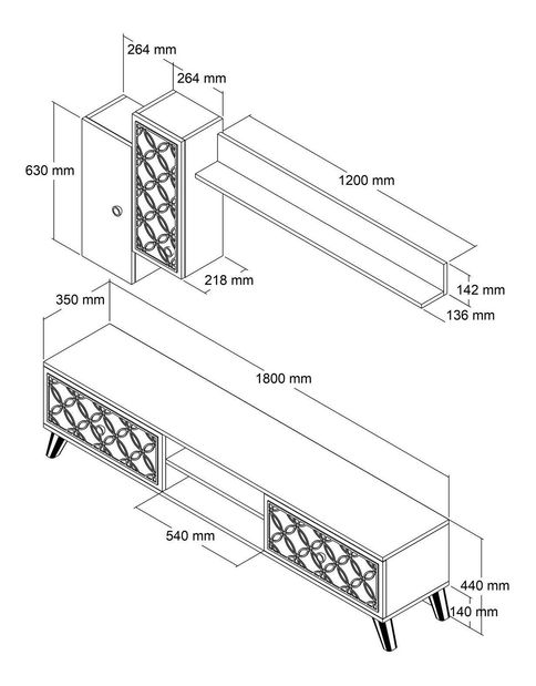 Obývací stěna Clara (ořech + žlutá)