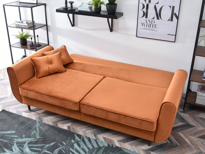 Pohovka dvousedačka Bacteria (měděná + ořech)