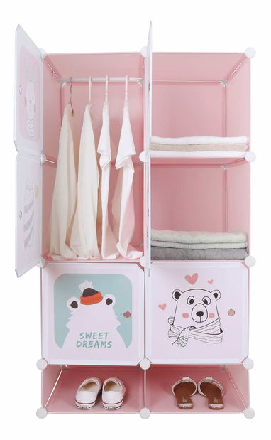 Modulárna skříň Finnstar (růžová + dětský vzor) *bazar
