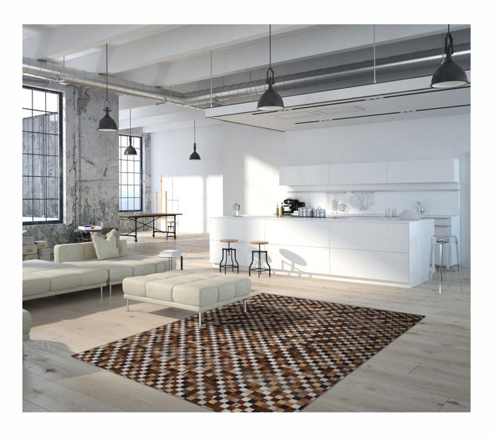 Kožený koberec Korlug TYP 03 (hovězí kůže + vzor patchwork)