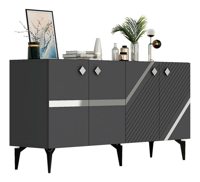 Skříňka Tabivo (antracit + stříbrná)