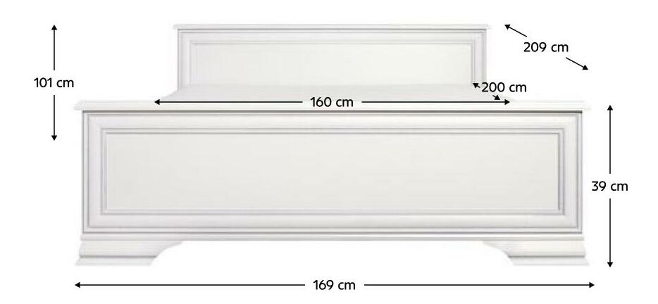Manželská postel 160x200 cm Kuito (alpská bílá)