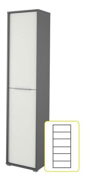 Policová skříň Rumia TYP06 (grafit + bílá)